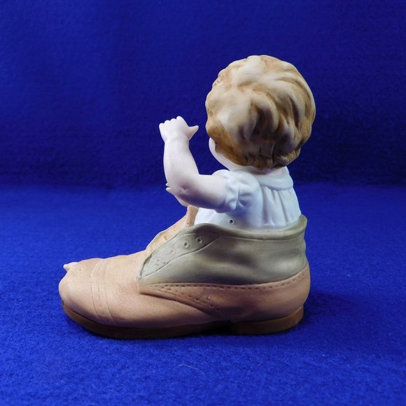 Vintage Lefton China Baby In A Shoe Boot Bisque Piano Baby Figurine Porcelain - Picture 5 of 9